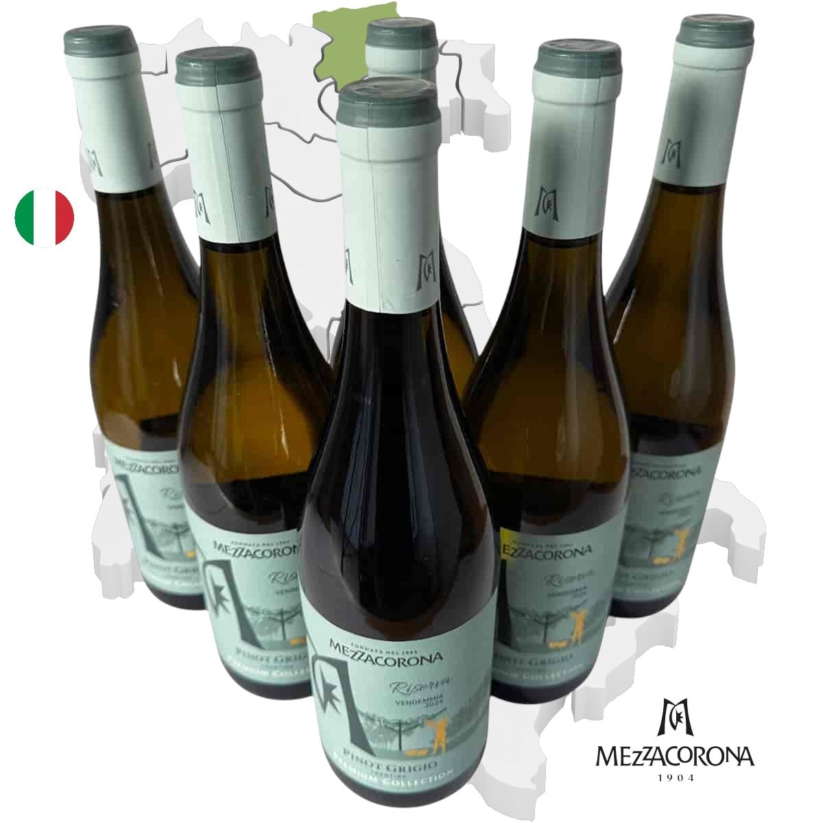 Pinot Grigio Riserva DOC 2024 - Mezzacorona - 6×0,75 L | Fruchtige Zitrusnoten; feine Mineralität; elegante Struktur; sanfter Schmelz; klarer Trinkfluss; vielseitiger Speisebegleiter