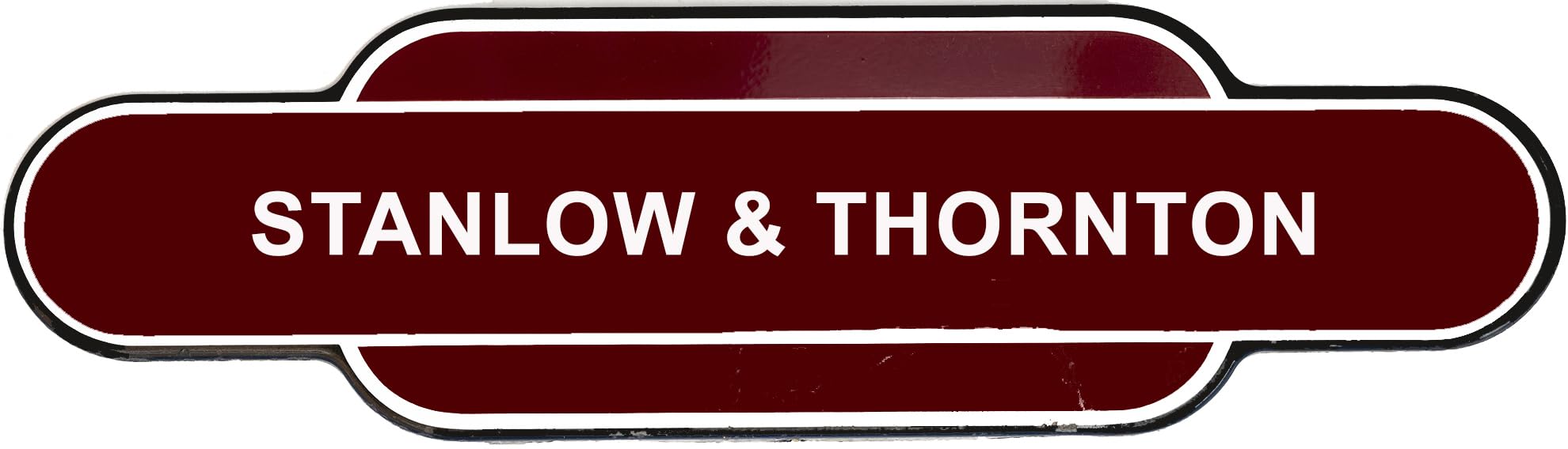 Railway Station Totem Sign, Stations Or Personalised Metal, Multiple Colours and Sizes, Rust-Proof (405X105 MM, STANDLOW AND THORNTON)