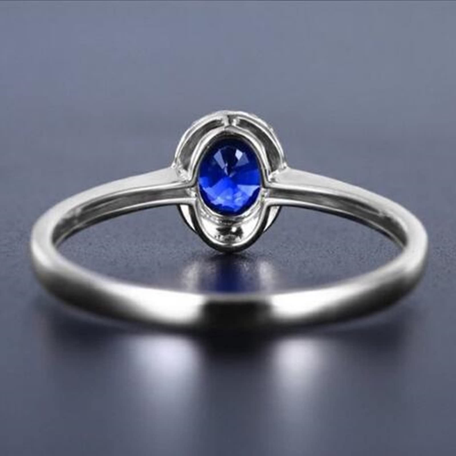 Epinki Echt Gold Trauringe 18K Weißgold Au750 Frauen, Saphir Verlobungsring Blau 0.48ct 4 Klaue Solitärring Weißgold Au750 mit Diamant, Gr.65 (20.7)