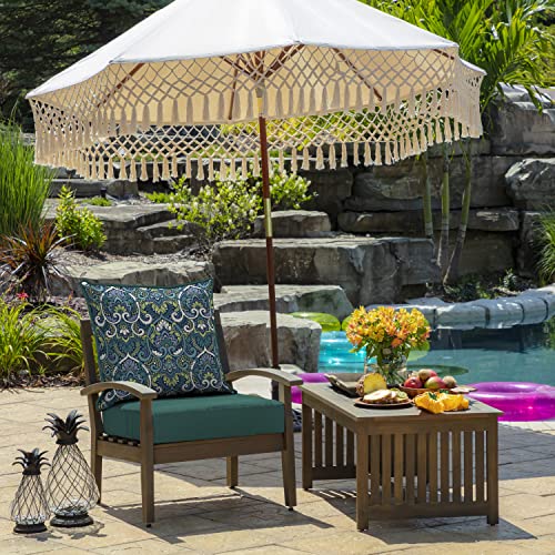 Image of Arden Deep Seat Outdoor Chair Cushion Set (2-Pack), 24 in x 24 in, Weather-Proof, Rain-Proof, Fade Resistant Patio Cushion Set for Chair, Sofa, and Couch Sapphire Aurora Blue Damask