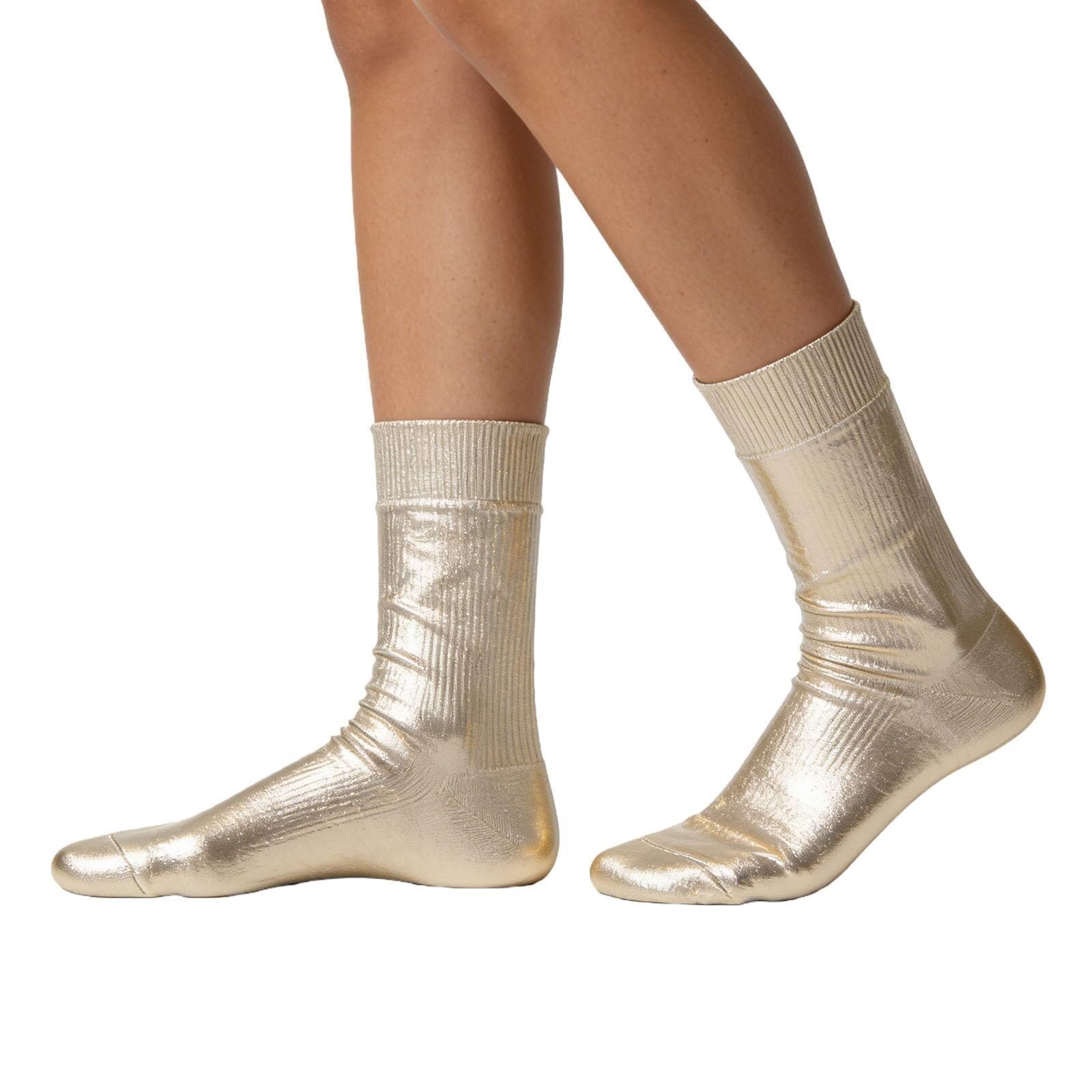 CKryzillix Metallic Silk Sock, Elegant Luxury Shiny Metallic Foil Socks, Soft Ribbed Fit, All-Season Temperature for Unisex(Silver Foil)