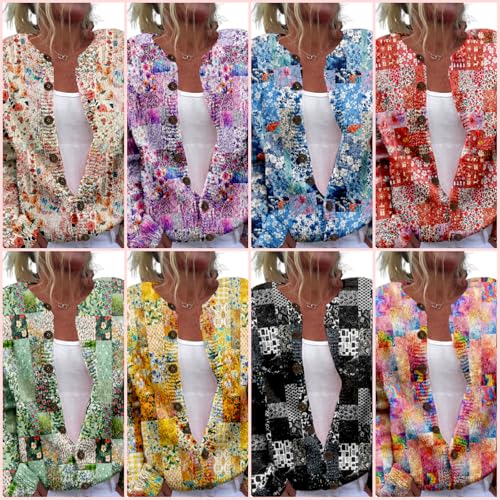 Patchwork Fashion Sweaters for Women Fall Warm Button Sweaters Classic Casual Work Holiday Knit Sweater Jackets2