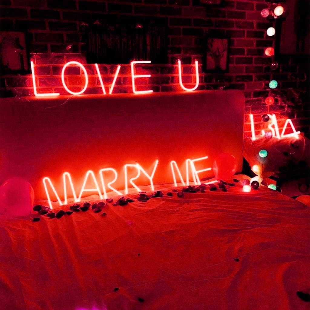 Letter Neon Lights, LED Neon Night Light Neon Lights Wall Decorative Night Light for Kids Bedroom Battery USB Operated Red (U)
