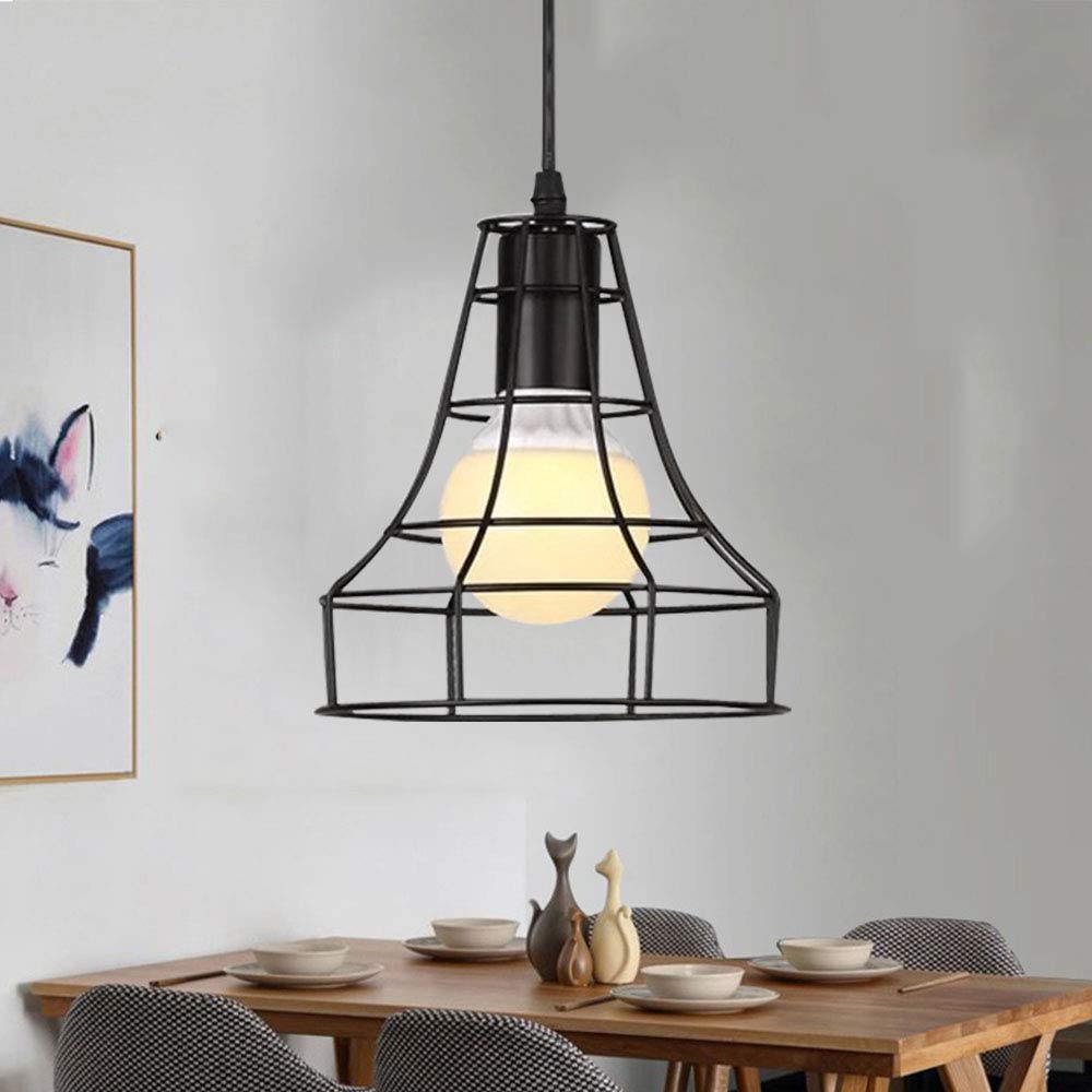 Mengjay Pendant Light Vintage Metal lampshade Retro E27 Hanging lamp with Geometric Triangle Design Industrial Ceiling Light Hanging lamp for Bedroom, Living Room, Restaurant (Style:G)