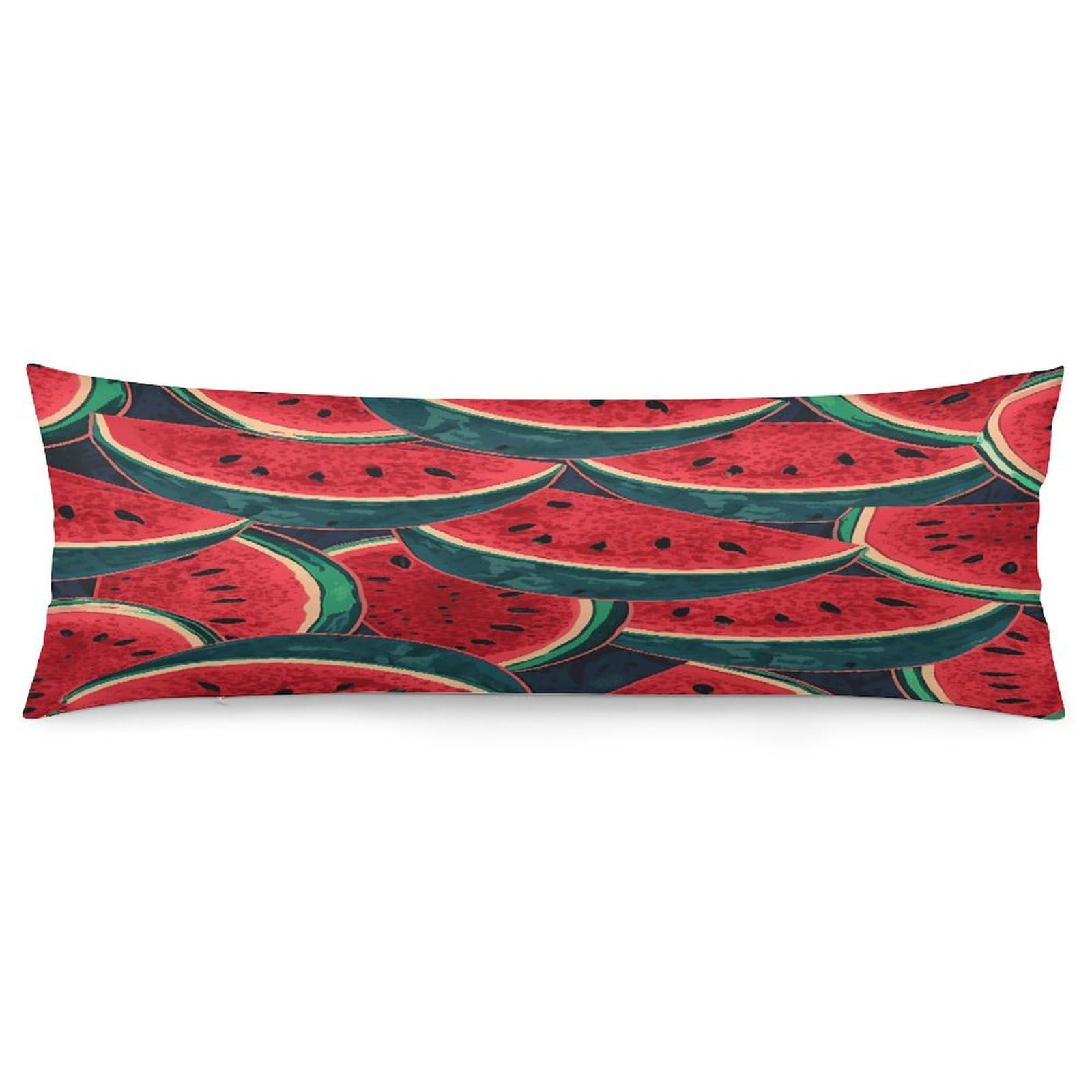 Red Watermelon Pillowcase Decorative Long Body Pillow Case Soft Breathable Body Pillow Cover Modern Large Pillowcase Cute Body Pillow Pillowcases for Bedroom Couch 18.9 X 53 Inch