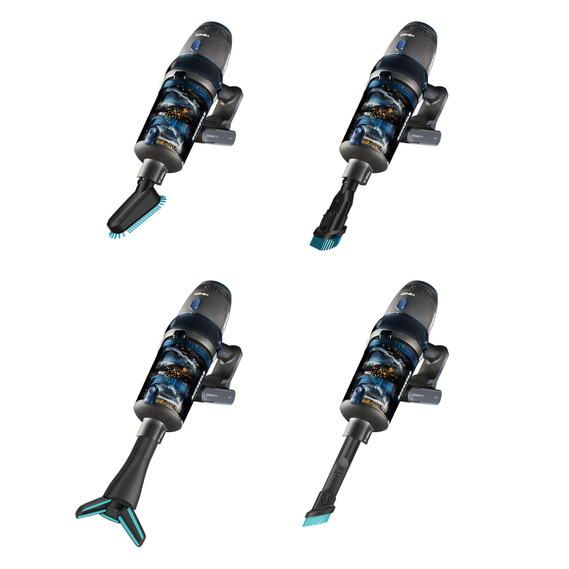 Cecotec Aspirapolvere Cordless Conga Rockstar 11500 Odyssey ErgoFlex. Motore digitale, Potenza massima di aspirazione 300AW e Ultra Power 850W, Autonomia 90 minuti, Tubo flessibile, Accessori