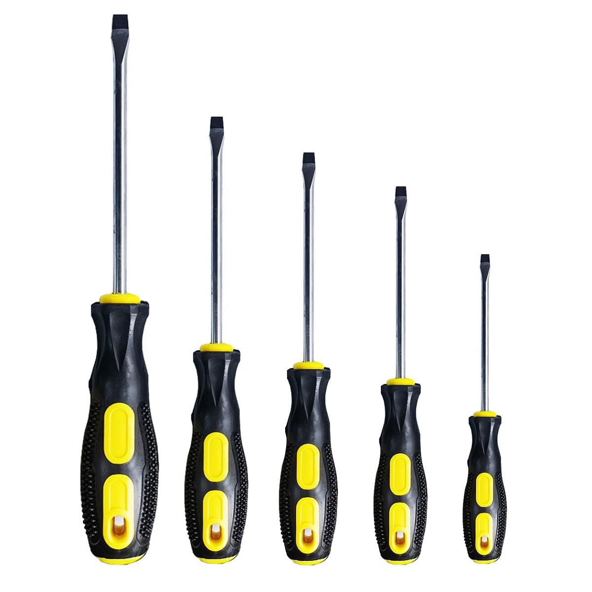 Flat Head Screwdriver Set (5 Sets in the Following Sizes Slotted Screwdriver with Magnetic Tips. Soft Ergonomic Grip from Standard or Precision Flat Screwdrivers