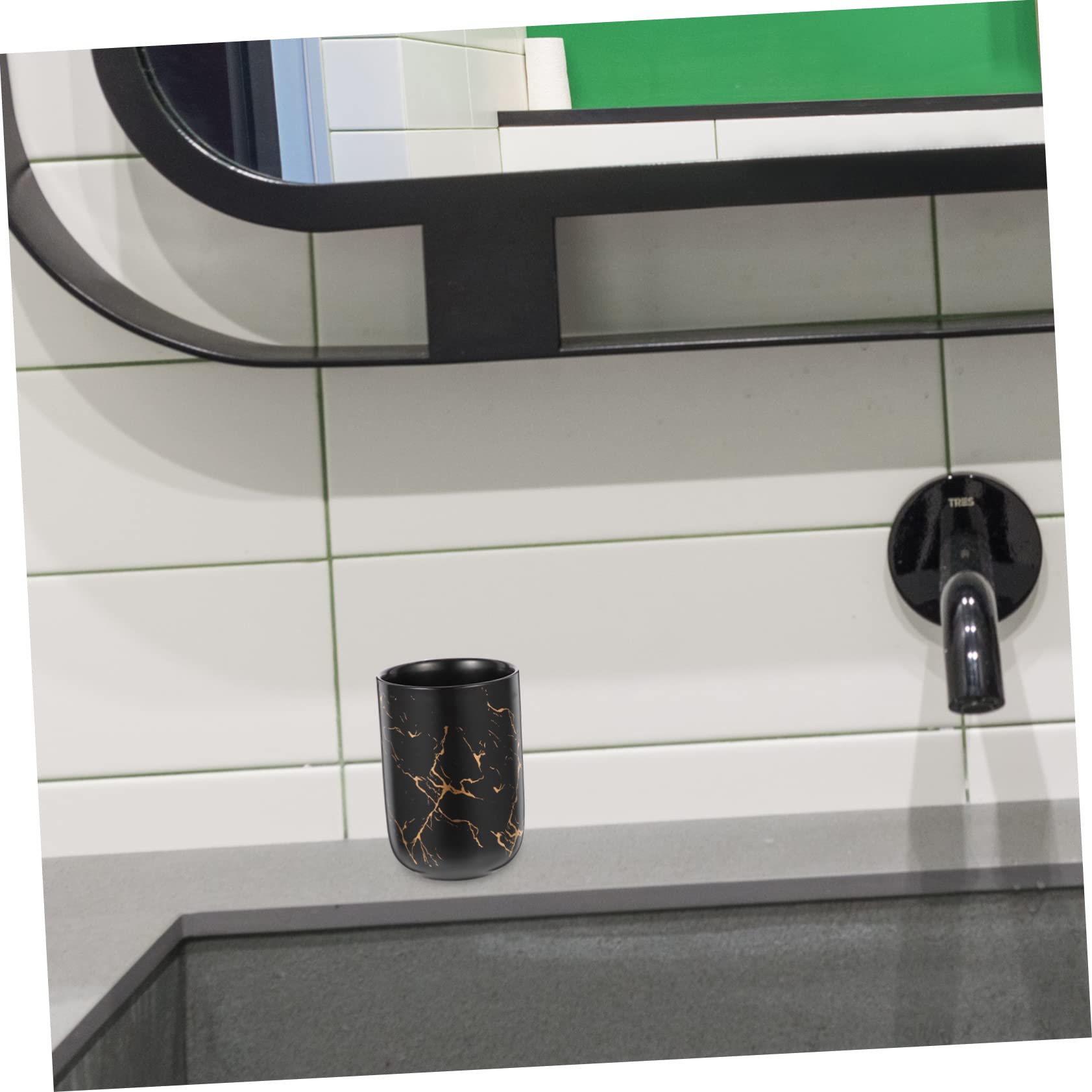 COOLHIYA Multipurpose Marble Pattern Toothbrush and Mouthwash Cup for Use Elegant Bathroom Storage