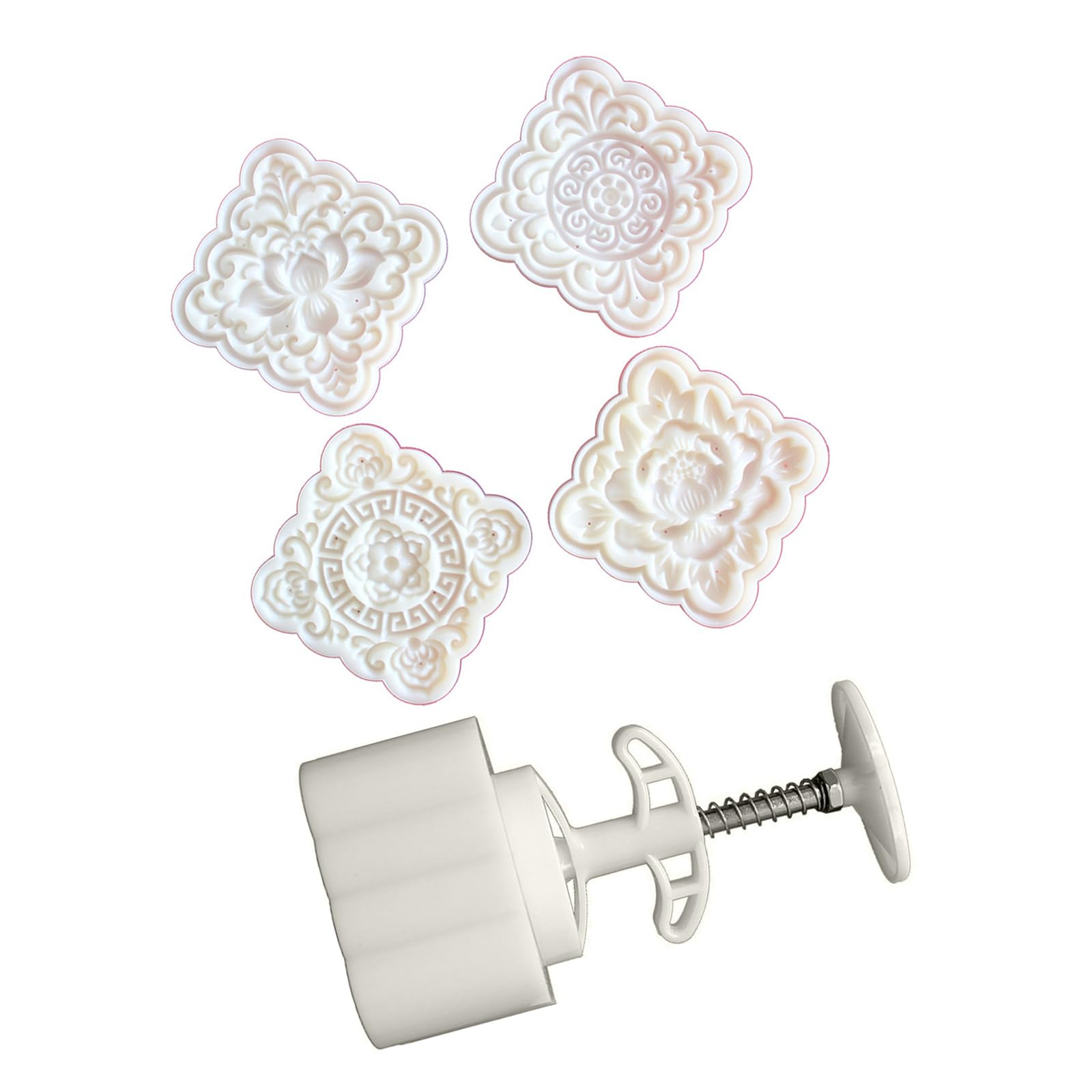 Oxxggkao 4 Stamps Square Floral Embossing Molds Hand Press Tool Baking Supplies Set for Homemades Cake Dessert and Pastries Square Flower Cake Molds