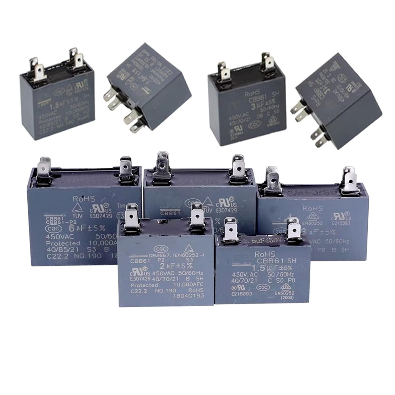 QZLIBEFUD CBB61シリーズ 450V1UF/2/3/5/8/10/12UF 4ピン排気ファン 自動車用ファン 空調始動コ