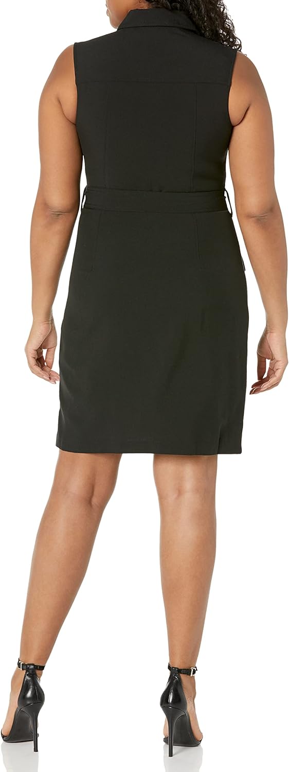 Sharagano Women's Sleeveless Shirt Dress with Front Pockets - Image 2
