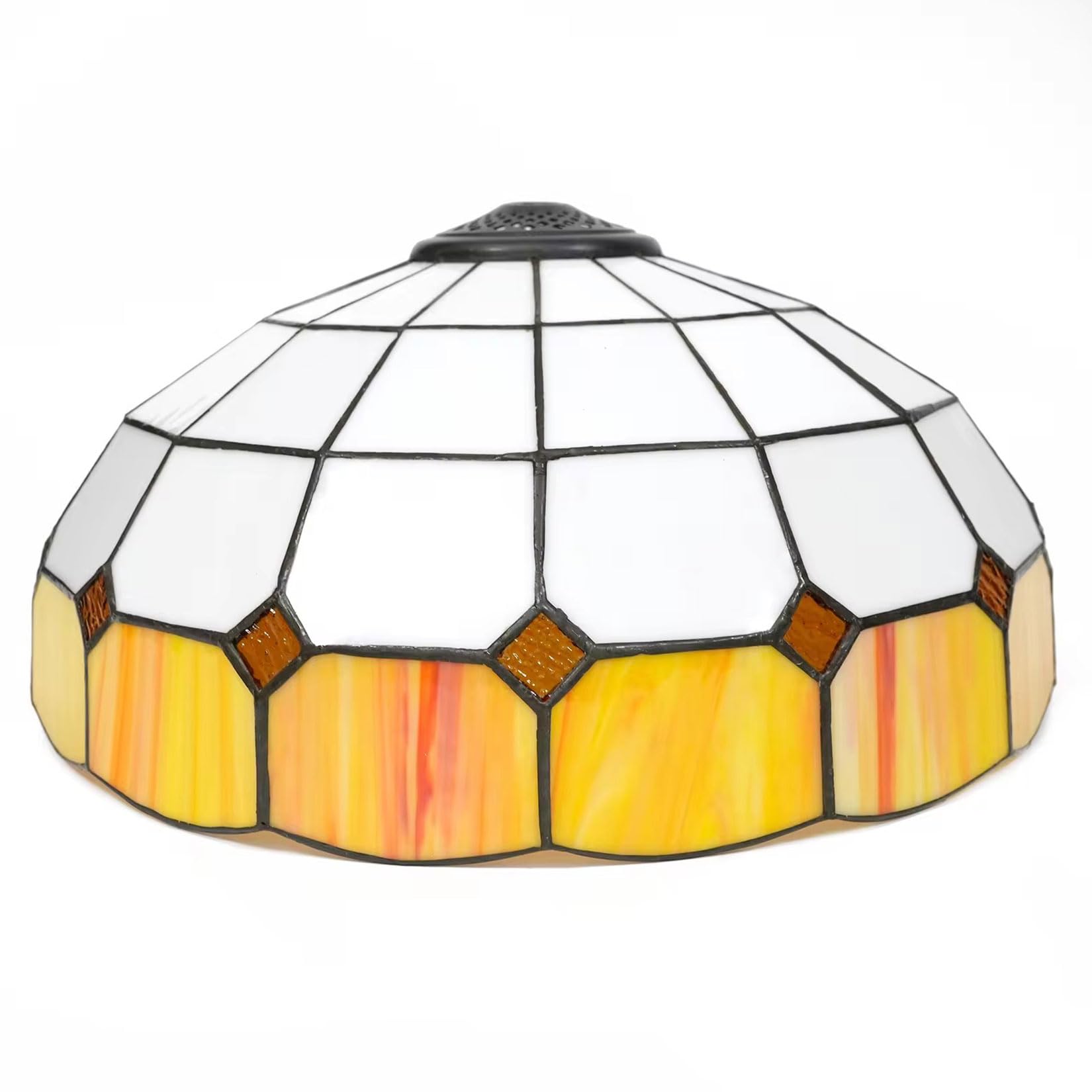 SaryEdge Tiffany Lamp Shade Replacement, 16 Inch Stained Glass Lampshades, Antique Tulip Sunflower Crystal Beads Mediterranean Design Light Cover, Only for Table Lamp Floor Lamp Pendan，Yellow