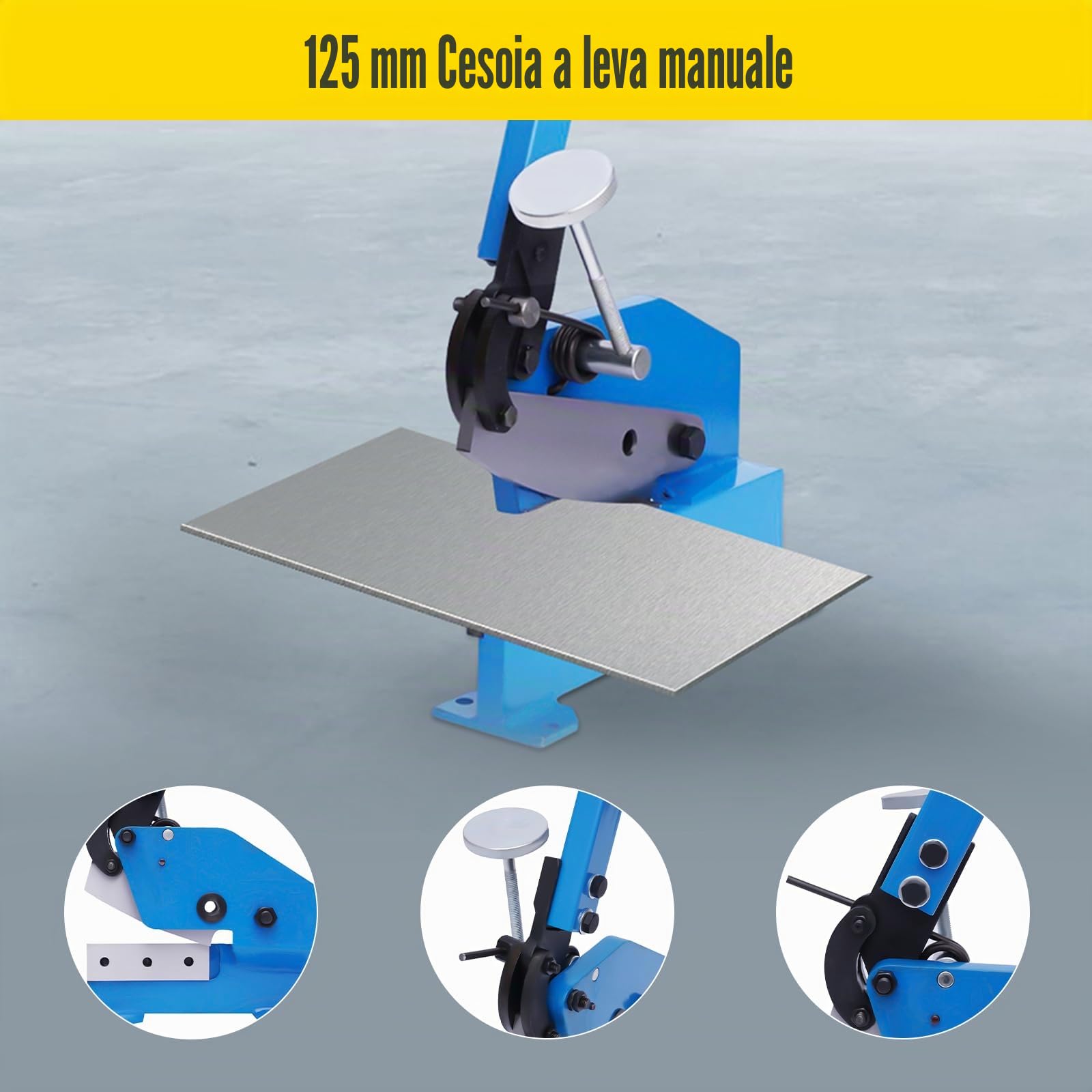 Cesoia manuale a ghigliottina, per tagliare lamiere e barre in acciaio al carbonio (125 mm)
