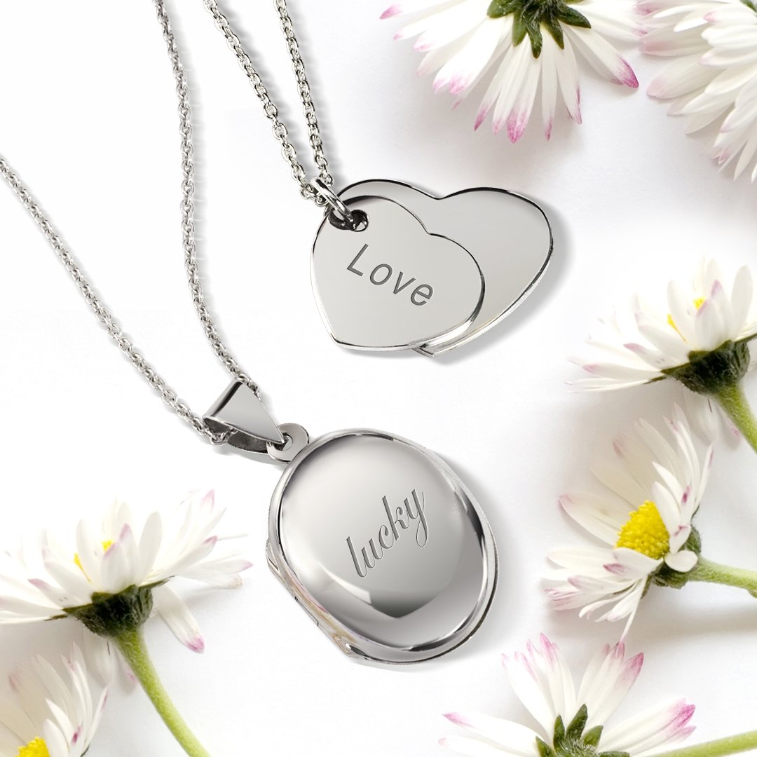 Bling Jewelry Pendentif Collier Médaillon Photo Personnalisé En Argent .925 Simple Dôme Ovale Cercle Traditionnel Souvenir Pour Femmes Adolescents Contient Des Photos Petites Moyennes Grandes