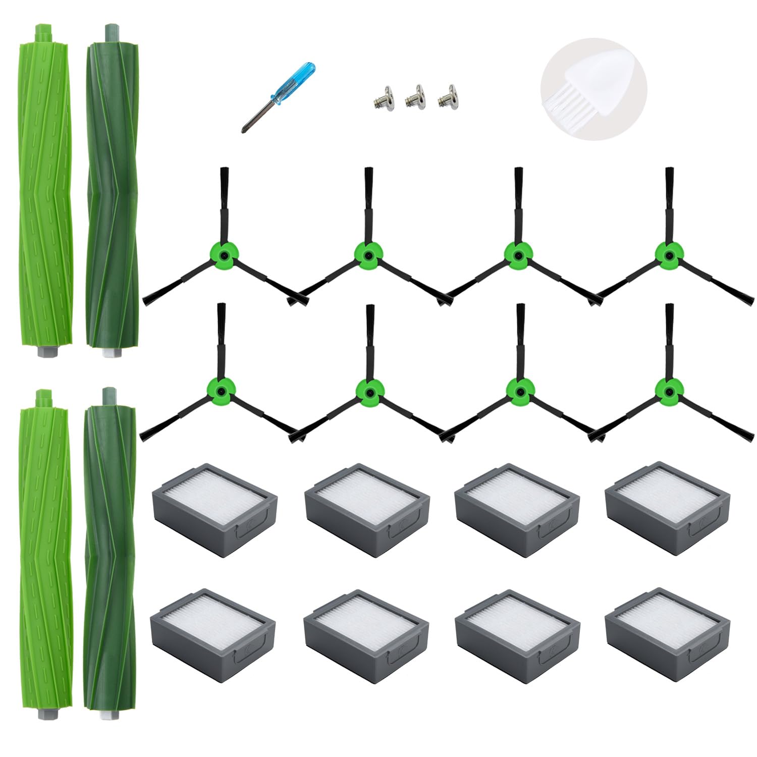 LOVECO Replacement Parts Compatible for iRobot Roomba E I & J Series Robotics, E5 E6 i8 i7 i6 i5 i4 i3 i1 j9 j8 j7 j6 j5 and Plus Version (Not for Combo J7+ & Combo J9+), 2 Rubber Brush,8 Filter