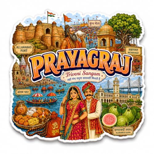 Image of Zesta Wooden Fridge Magnets Set | Refrigerator Decor Magnets for Kitchen | India Souvenir Fridge Magnet Collection | Wooden Magnet for Fridge Door Decoration (Prayagraj)