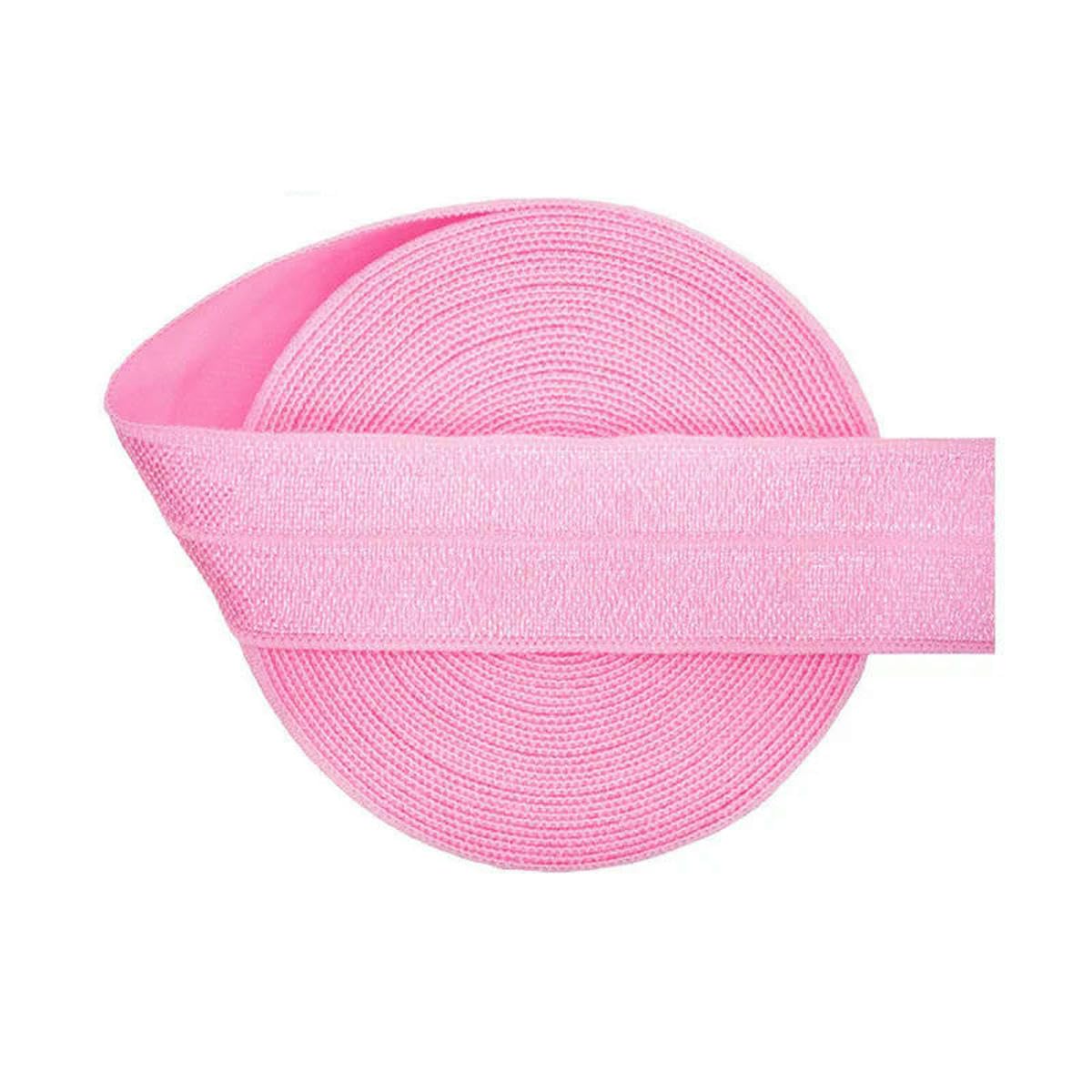 Rollo de 50 100 yardas de cinta elástica de satén de licra, brillante, de 20 mm de grosor, para doblar, para diadema, vestido, costura, color rosa perla, 100 yardas