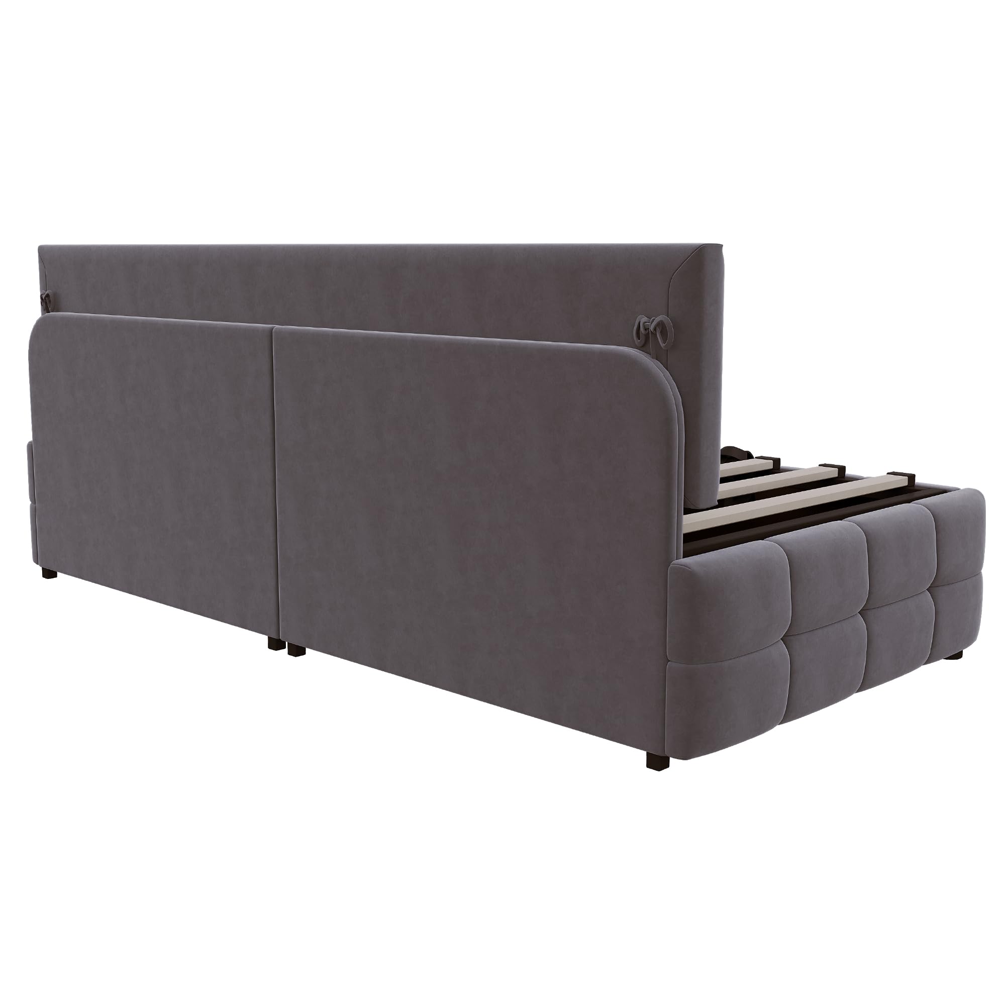 Divano Letto Imbottito 90X200cm con Contenitore Idraulico, Letto Singolo Tessuto in Velluto, Rete a Doghe, Mobili Imbottiti Sofa Bed per Soggiorno, Camera da letto o Ufficio, Grigio scuro