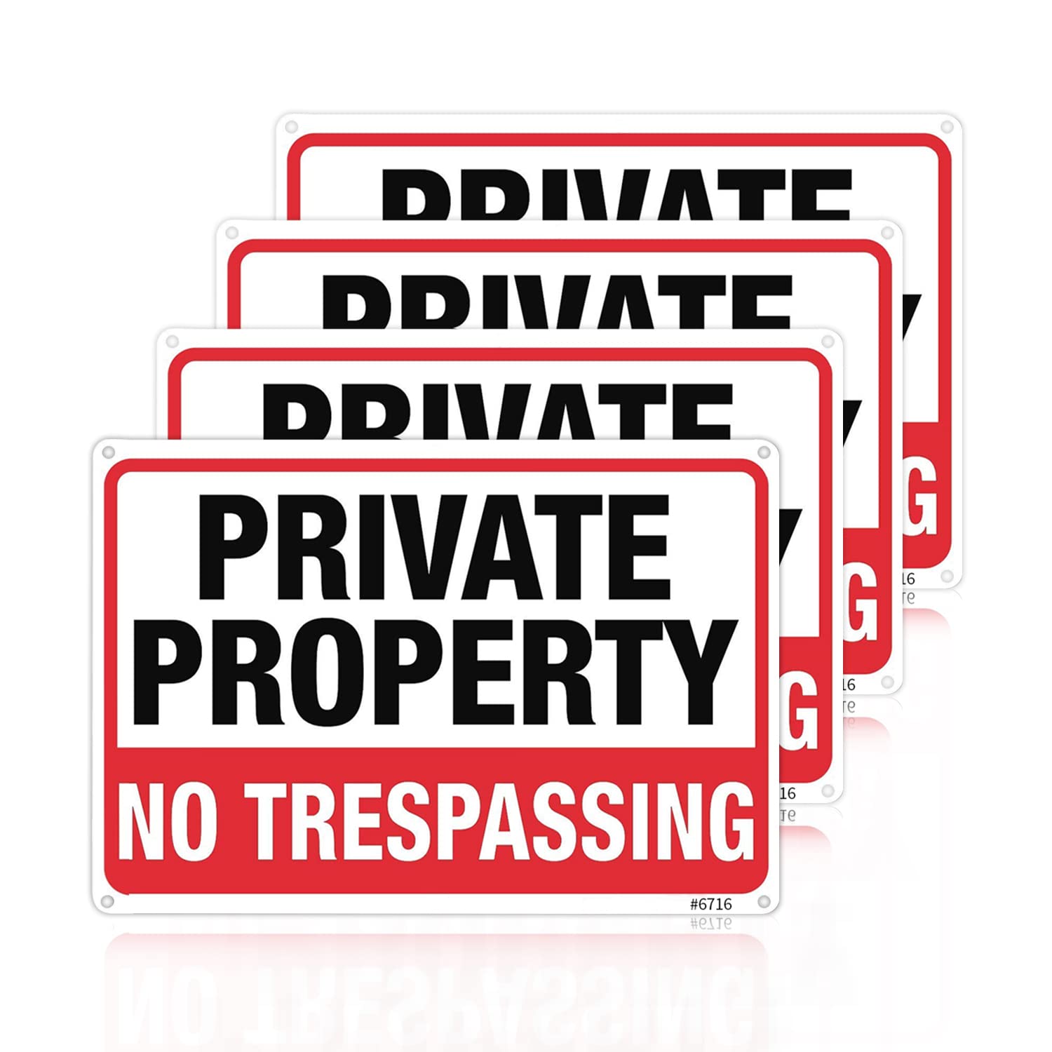 Private Property No Trespassing Metal Signs, Warning Signs, Aluminum 7x10 inch Durable, Weatherproof, Highly Visible Security Alert for Home, Business
