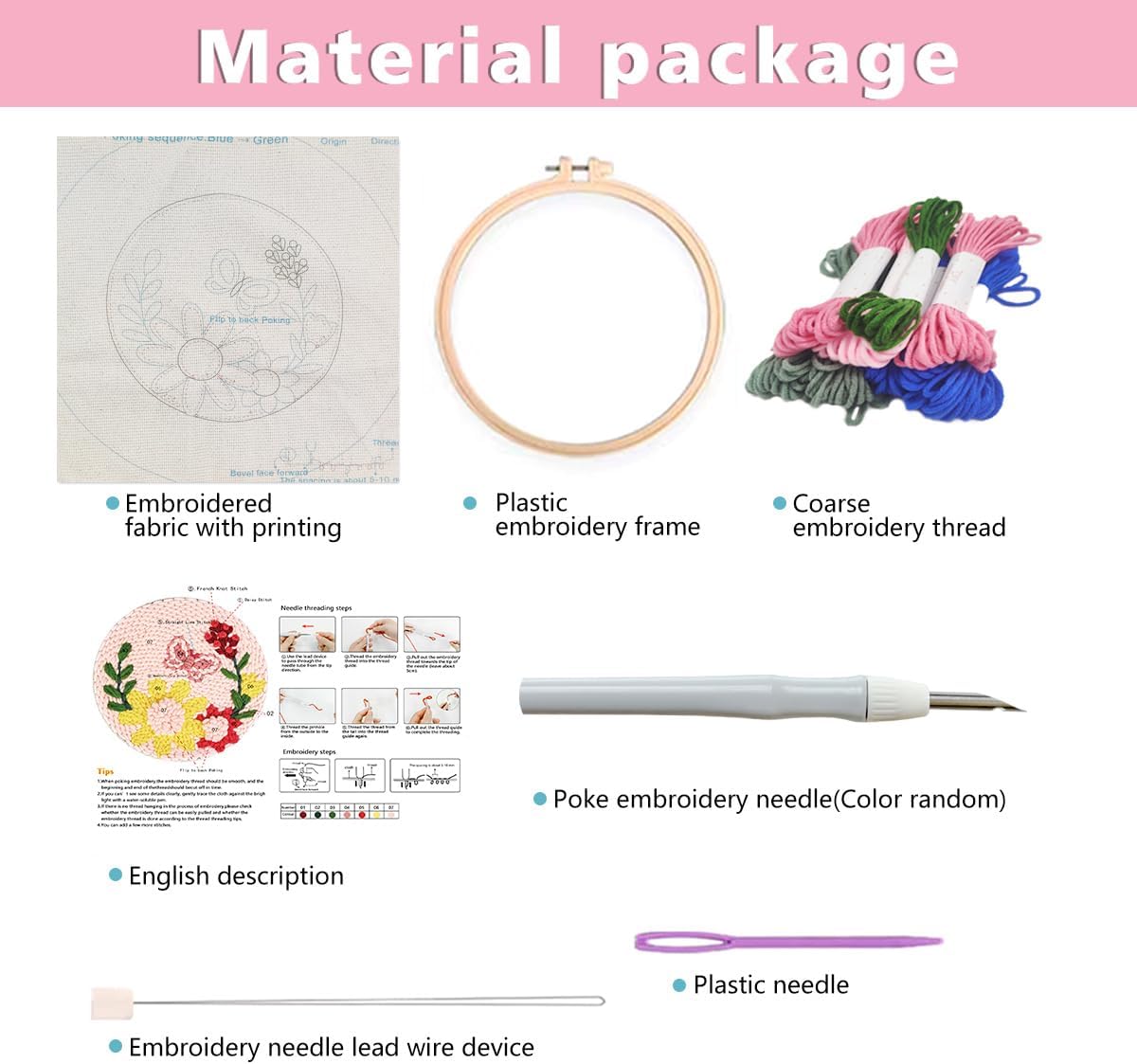 Zhenqing Butterfly & Floral Punch Needle Embroidery Kit | 29x29cm Pink Bloom Design with Hoop & Tools | DIY 3D Textured Wall Art for Beginners(Z95092C)
