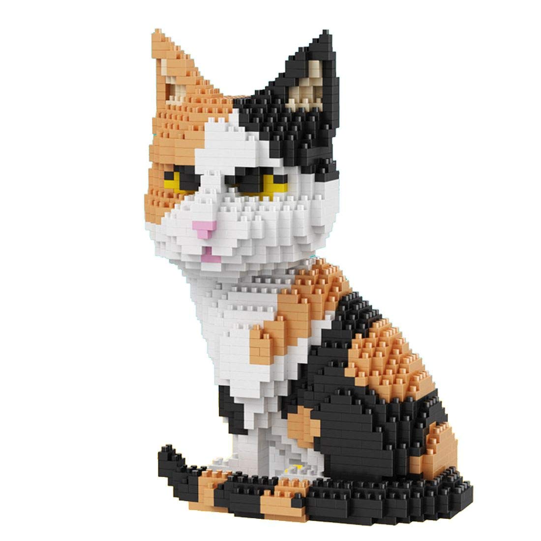 BALODY Sitting cat. Nanoblocks assembly kit. 1300 pieces, 180 mm x 130 mm x 80 mm
