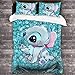 QWAS Stitch - Juego de ropa de cama infantil (3 piezas, 100% microfibra (A1, 135 x 200 cm + 50 x 75 cm x 2)