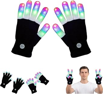 Gloving Light Gloves, Gloving Gloves, LED Gloves for Glowing, 7 Colors LED Rave Glove Lights Finger Glove, for Party