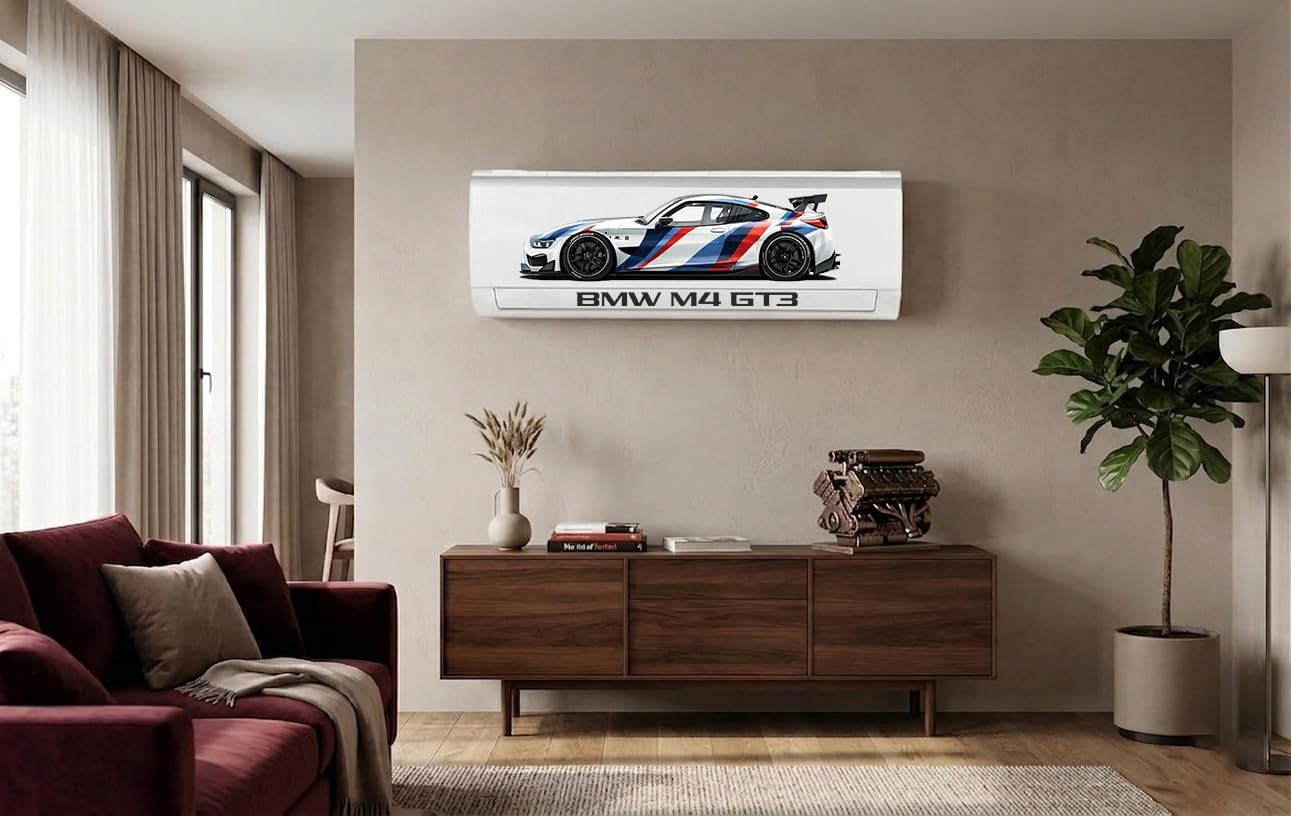 Think Car AC Sticker for Living Room,Bedroom, Kids Room 83 x 22 cm | Super Car Stickers Fit for All Surface Self Adhesive Sticker (Pack of 1)| (BMW M4 GT3)-image-6