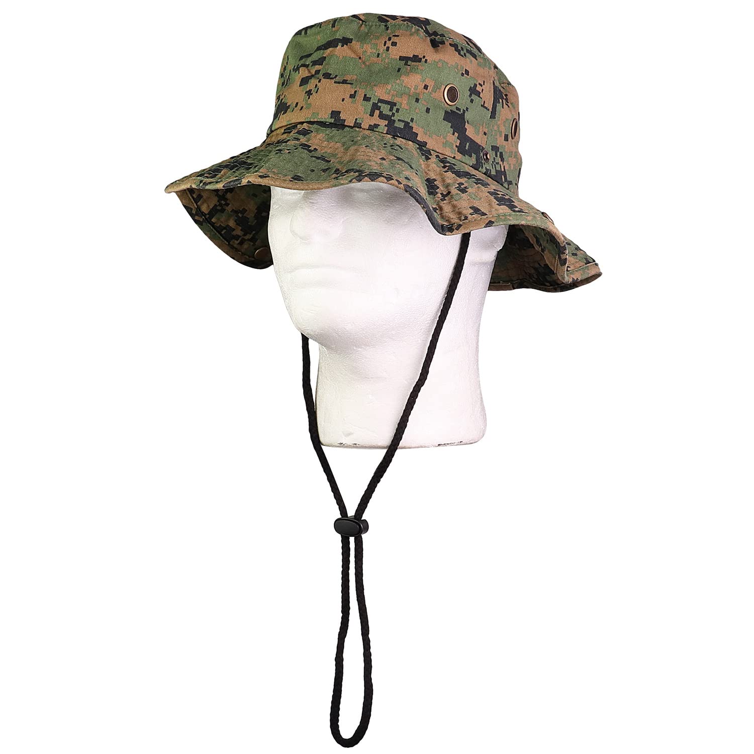 Sombrero de ala ancha para senderismo, pesca, safari, boonie, 100% algodón, protección solar UV para hombres y mujeres, actividades al aire libre, Verde Camo (Green Digital Camo), S/M