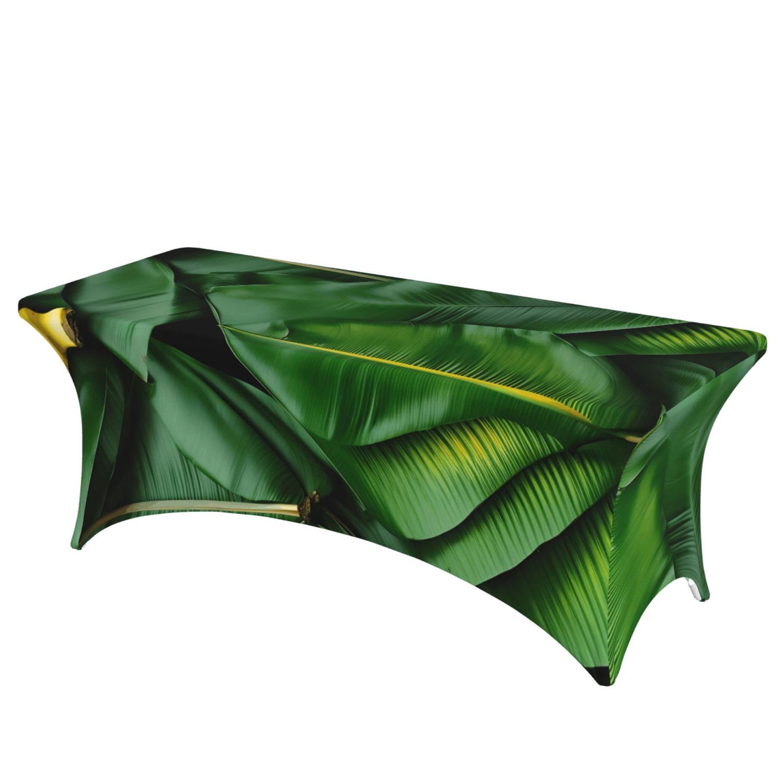 AYYQWE Banana Leaves Print Elastic Rectangular Tablecloth For Banquet Outdoor Picnics Office Table Cover