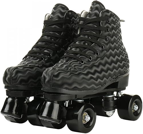 Patines clásicos para mujer, patines de cuatro ruedas, patines brillantes para adultos, jóvenes, niños y niñas, al aire libre con bolsa de zapatos