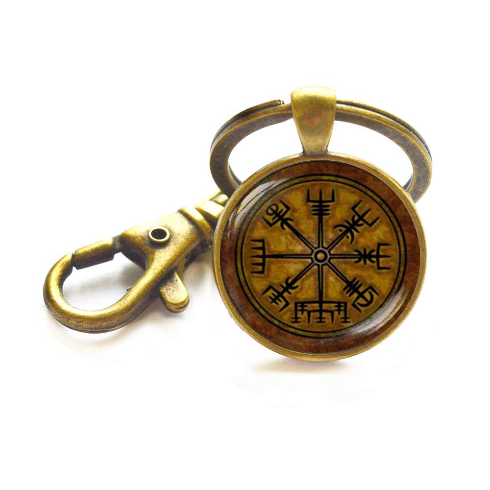 Compass Keychain,Symbol of Protection Norse Runes, Magic Symbol, Odin Men's Key Ring,Simple Keychain,Handmade Keychain,M20