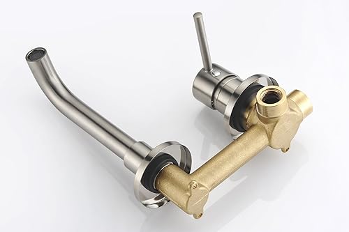 Miniatura 7 de Sumerain - Grifo de pared para baño (níquel cepillado, mango único, válvula de latón oculta)