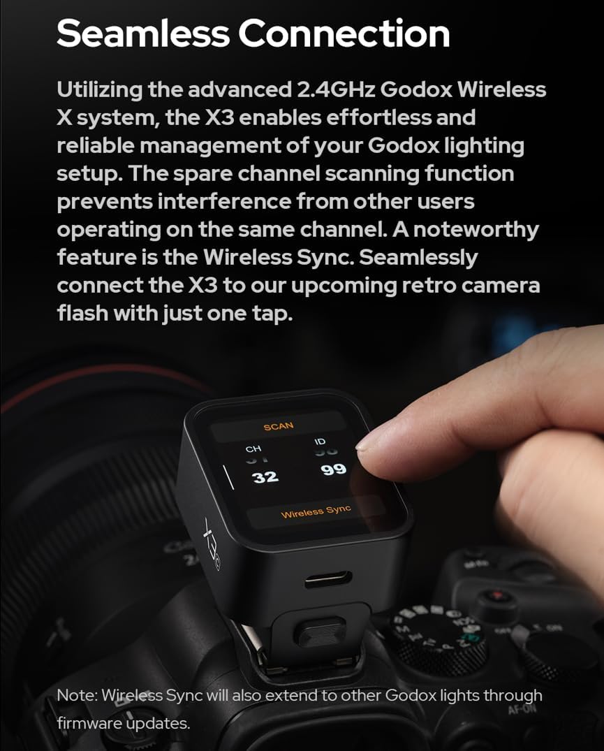 Godox X3S X3-S TTL Touchscreen Flash Trigger for Sony Camera, 2.4G Wireless Flash Transmitter, Support TTL Auto/Manual/Multi Flash, Built-in Lithium Battery USB-C Charge(XPro-S X2T-S XProII-S Upgrade)