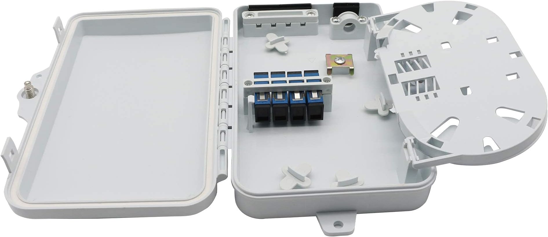 PNGKNYOCN 4 Core FTTH Fiber Distribution Box, 4 Port Splitter for SC, FC, E2000 Adapters
