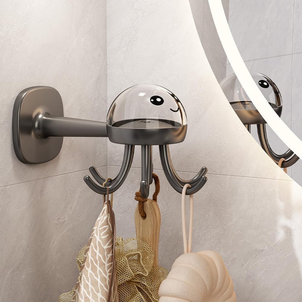 Seafront 360-degree Rotatable Hooks Rotatable Bathroom Hooks Multifunctional Storage Hooks Universal Kitchen Organizer Punch-Free Towel Rack Bath Towel Hooks Bathroom Hook Organizer