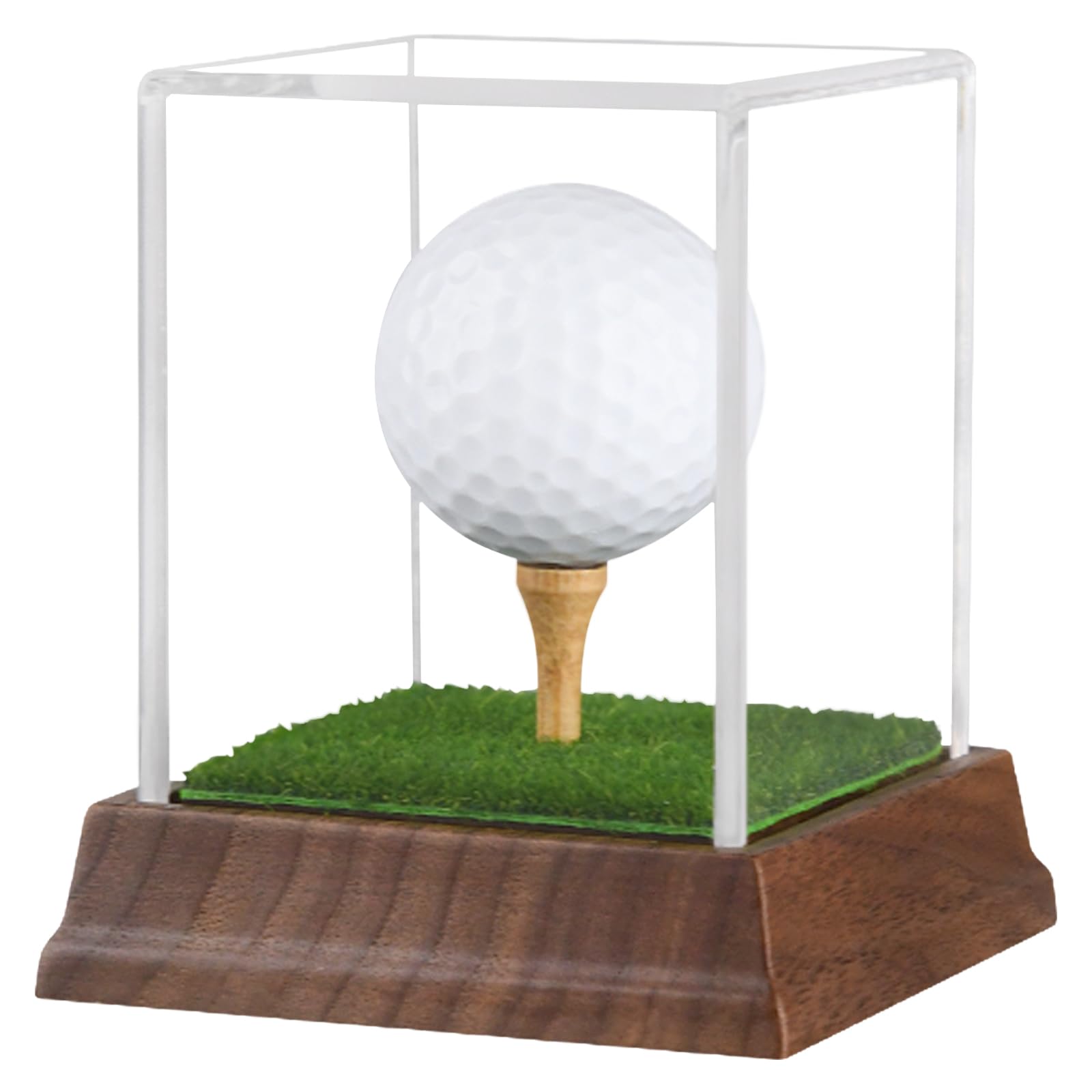 golf ball display case hole in one golf ball display case walnut wood base acrylic golf ball holder display uv protection golfball stand,golf office decor gifts for men