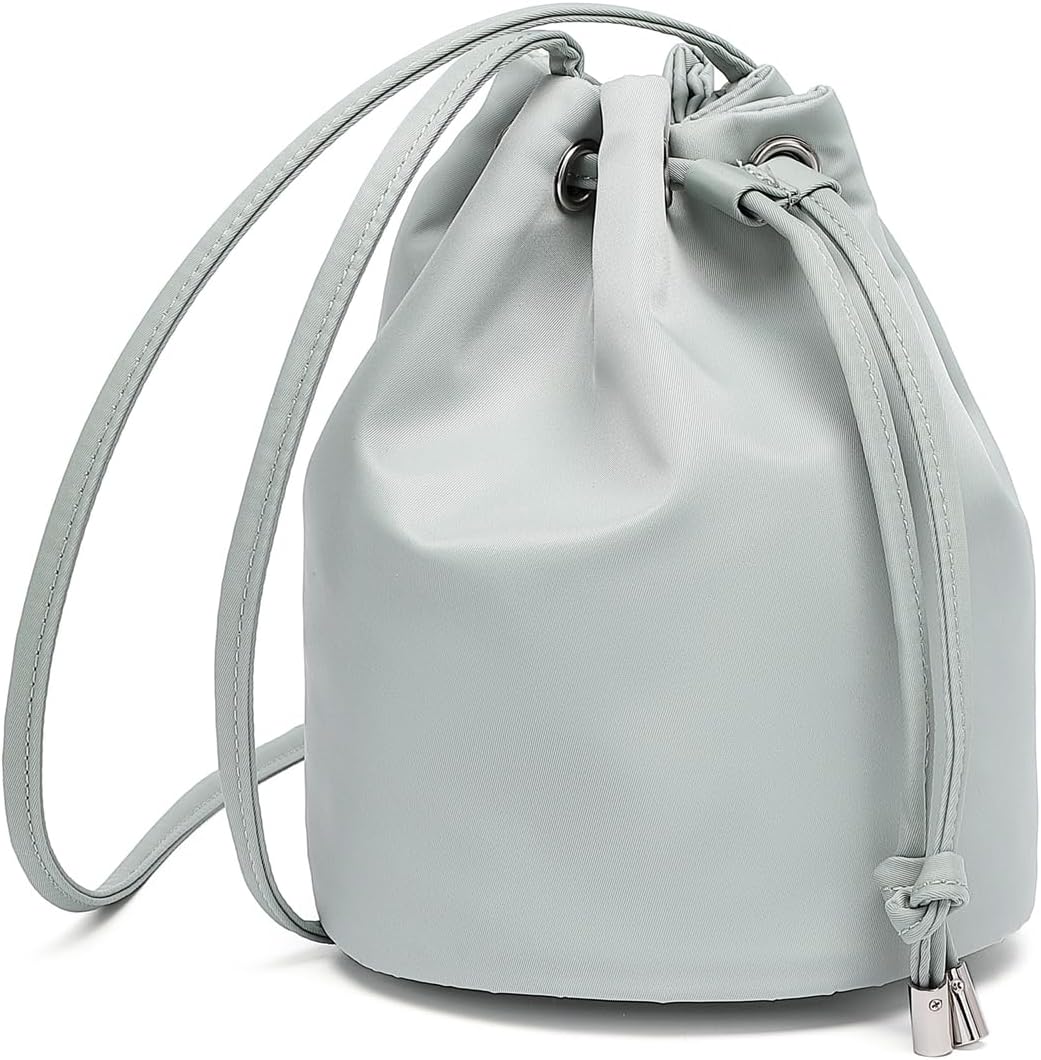 Black Drawstring Crossbody Bag Nylon Fabric Large Capacity Organizer Bag with Gold Tone Hardware | Nylon Fabric, Organizer Bag, Gold Tone Hardware - Image 7