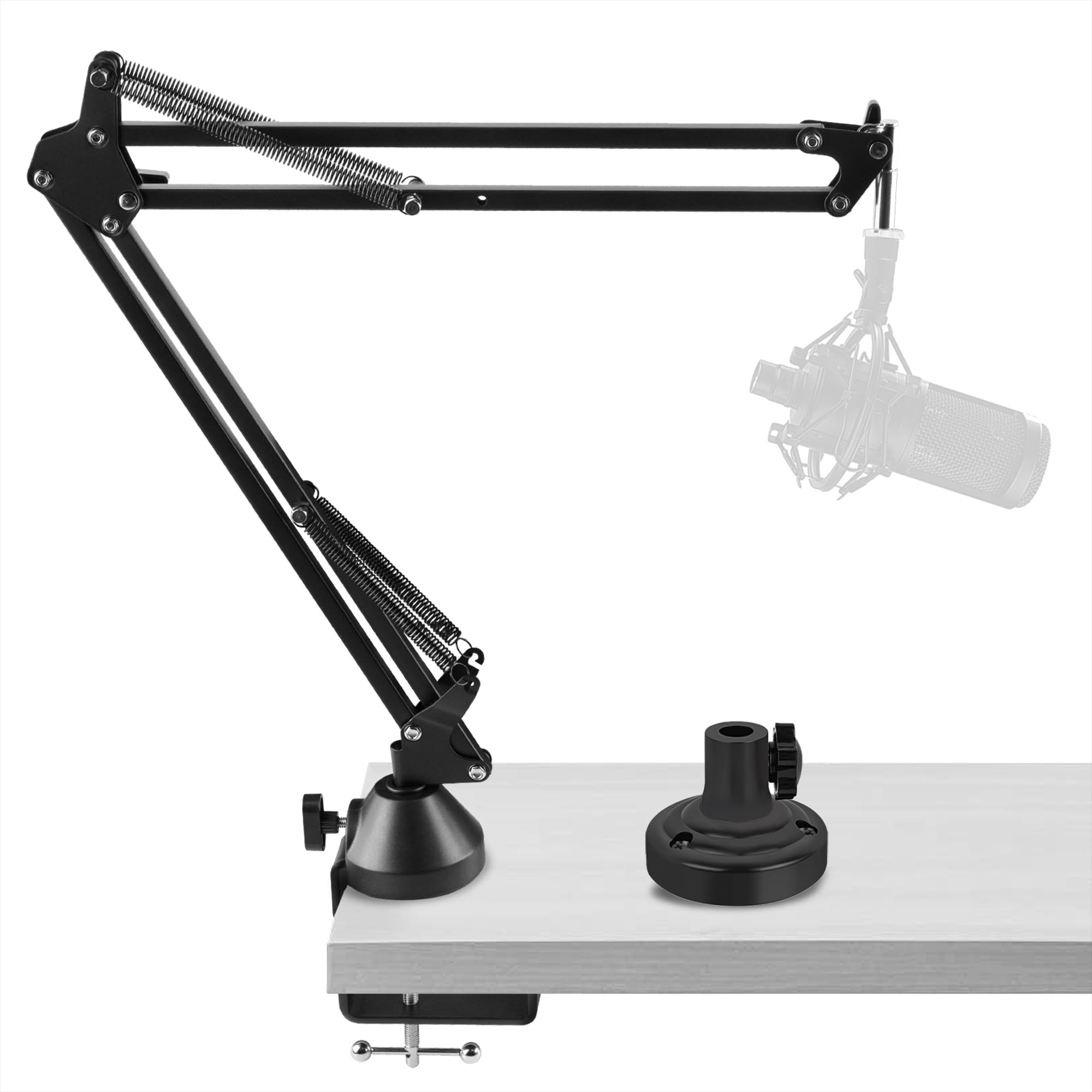 GEEKRIA pour Creators Bras de Micro Boom Professionnel Compatible avec Audio-Technica AT2035, AT2020, Support Micro Suspendu, Support de Bureau réglable, portée 73 cm