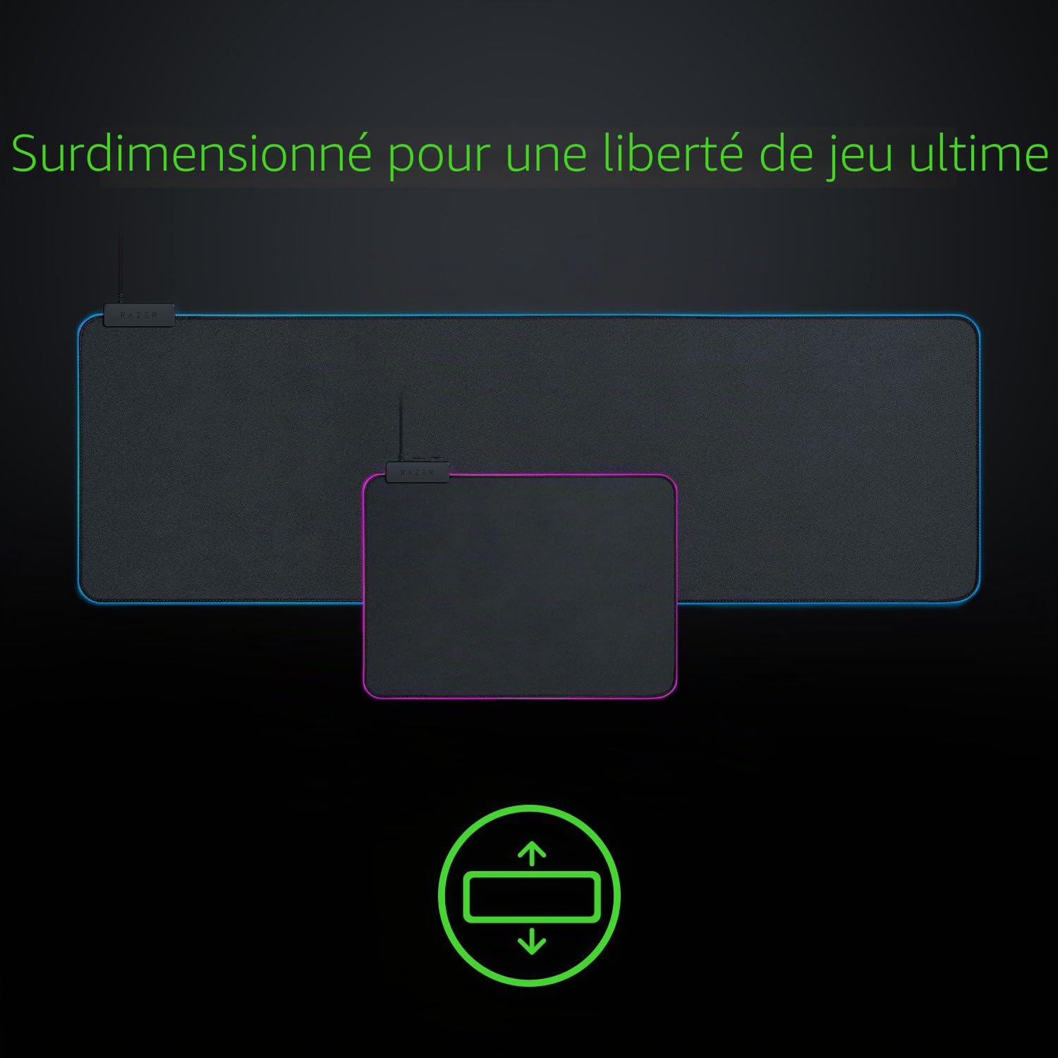 Razer Goliathus Extended Chroma - Tapis de Souris Gaming XXL et Doux avec éclairage RGB (Support de câble, Surface en Tissu, Bord surpiqué, Optimisé pour Toutes Les Souris) Noir