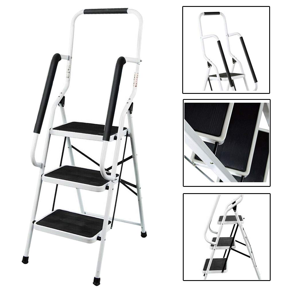 Buy Step Ladder with Safety Handrail 3 Step Folding Platform Steps