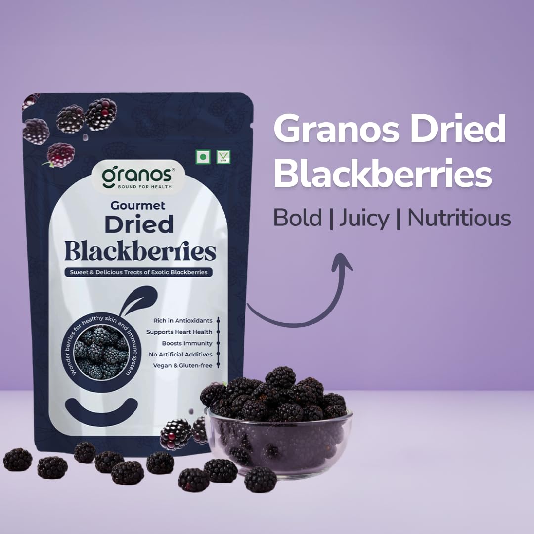 Granos Premium Dried Blackberries 150g, Natural & Healthy Snack, Dried fruit, Gluten Free, Vegan, Helps in Digestion, Cholesterol & Trans-fat free, Antioxidant Rich, No Added Refined Sugar ( Pack of 1 ) - Image 2 thumbnail