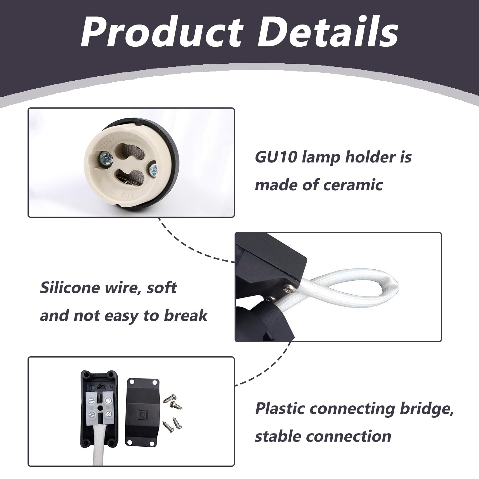 8 Pack GU10 Lamp Holders 2A 250V, GU10 Ceramic Lamp Bases with Terminal Box Socket for GU10 LED - Image 3