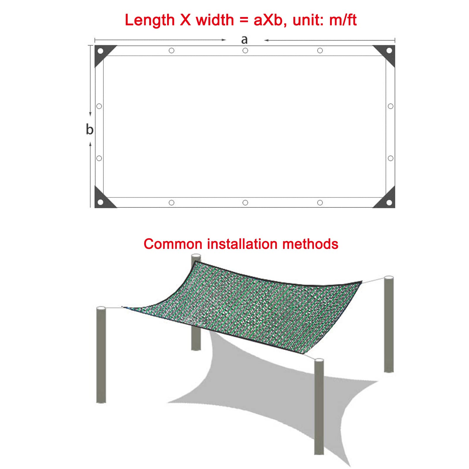 Malla Sombreadora Multiusos,Red de Sombreado Verde,Paño de Sombra 55%,Sun Shade Net Ligera y Transpirable,Malla de Ocultación,con Ojales,para Jardín,Invernadero,Plantas (5x10m/16.4x32.8ft)