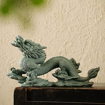 Amazon.co.jp: 龍 の置物 青砂石 神龍 風水グッズ 開運グッズ