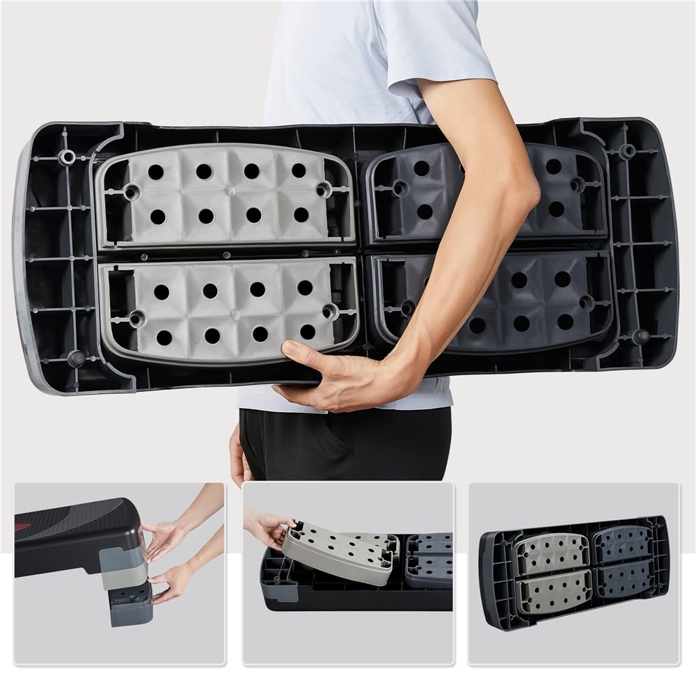Abician Step de Fitness Stepper d'aérobic 79,5 x 30 x 20cm Réglable sur 3 Hauteurs Marche d'Exercice pour Fitness à la Maison et au Bureau