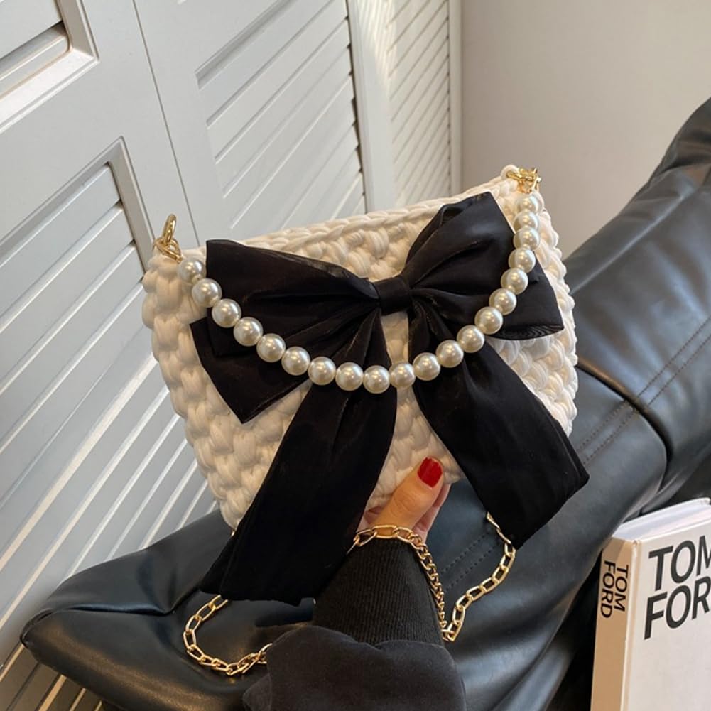 WADORN Kit Borsa per Maglieria Fai Da Te All'Uncinetto, Kit per Realizzare Borse A Mano All'Uncinetto Kit per Realizzare Borse A Tracolla Da Donna Borsa A Tracolla Fai Da Te, 23x5.1x15 cm, Bianco
