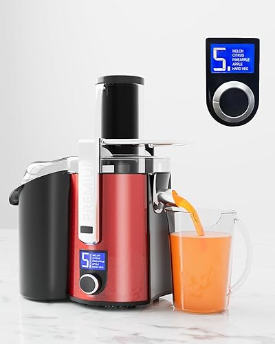 Exprimidor centrífugo, monitor LCD de 1100 W con canal de alimentación de 3 pulgadas, máquina extractora de jugo, procesador de jugo de 5