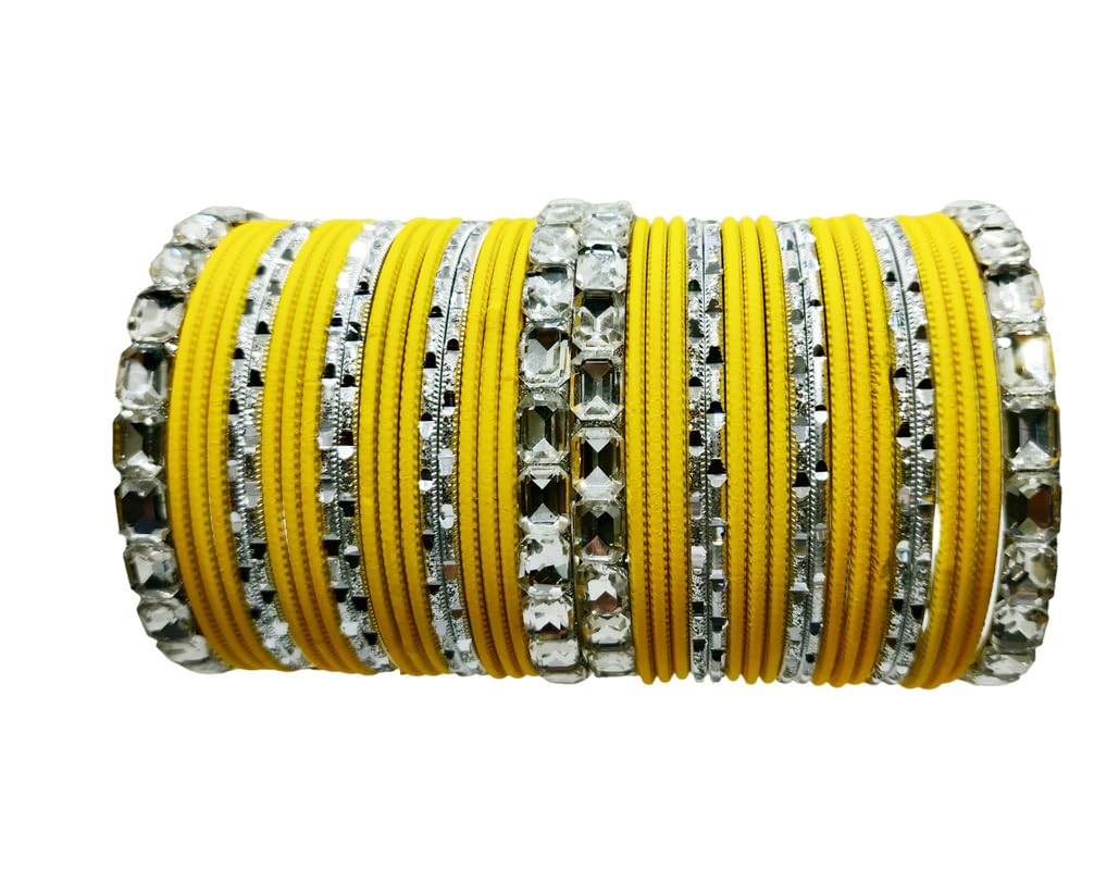 KHANNAK Yellow with Crystal kada Bangle Set (Bangle for Woman/Girl 40 Count)_2.6 (B0CC557VPN) Amazon Price History, Amazon Price Tracker