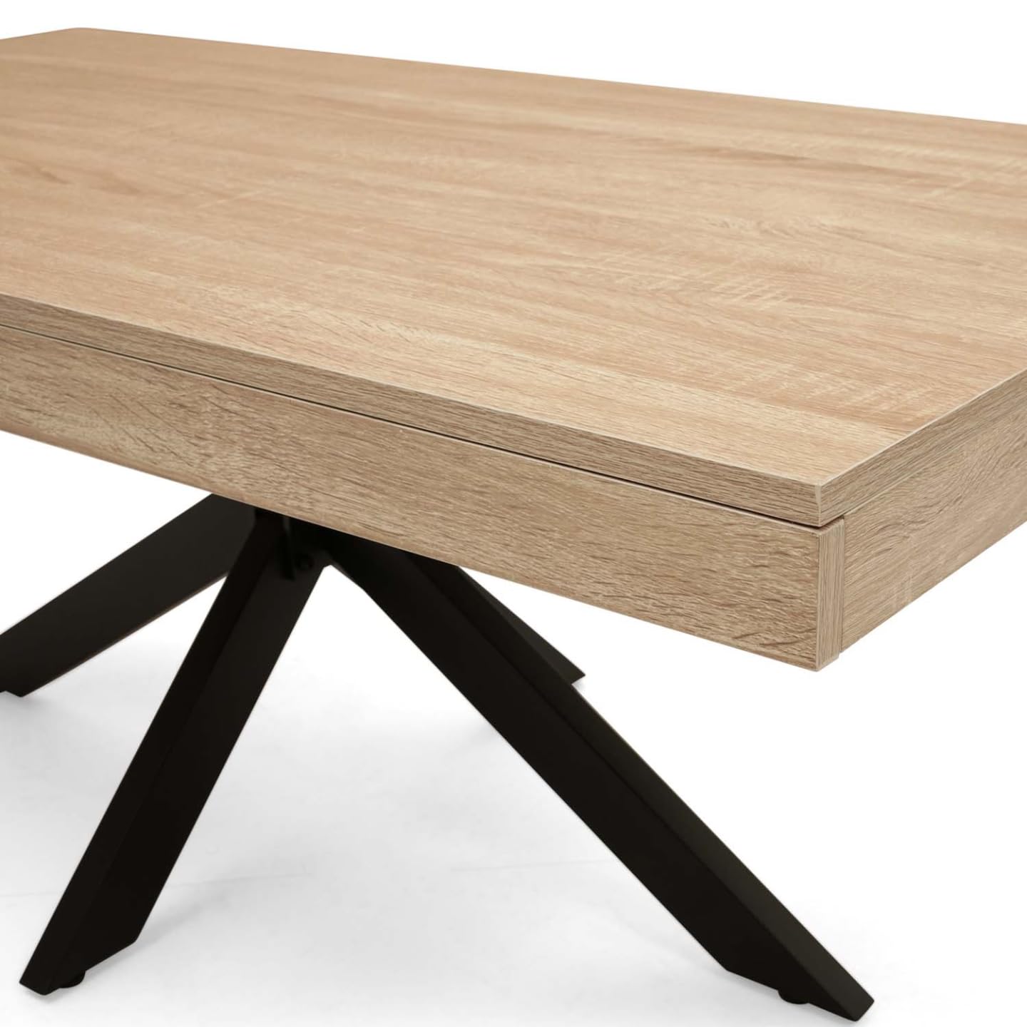 IDMarket - Table Basse rectangulaire Alix 110 cm Pied araignée Bois et Noir